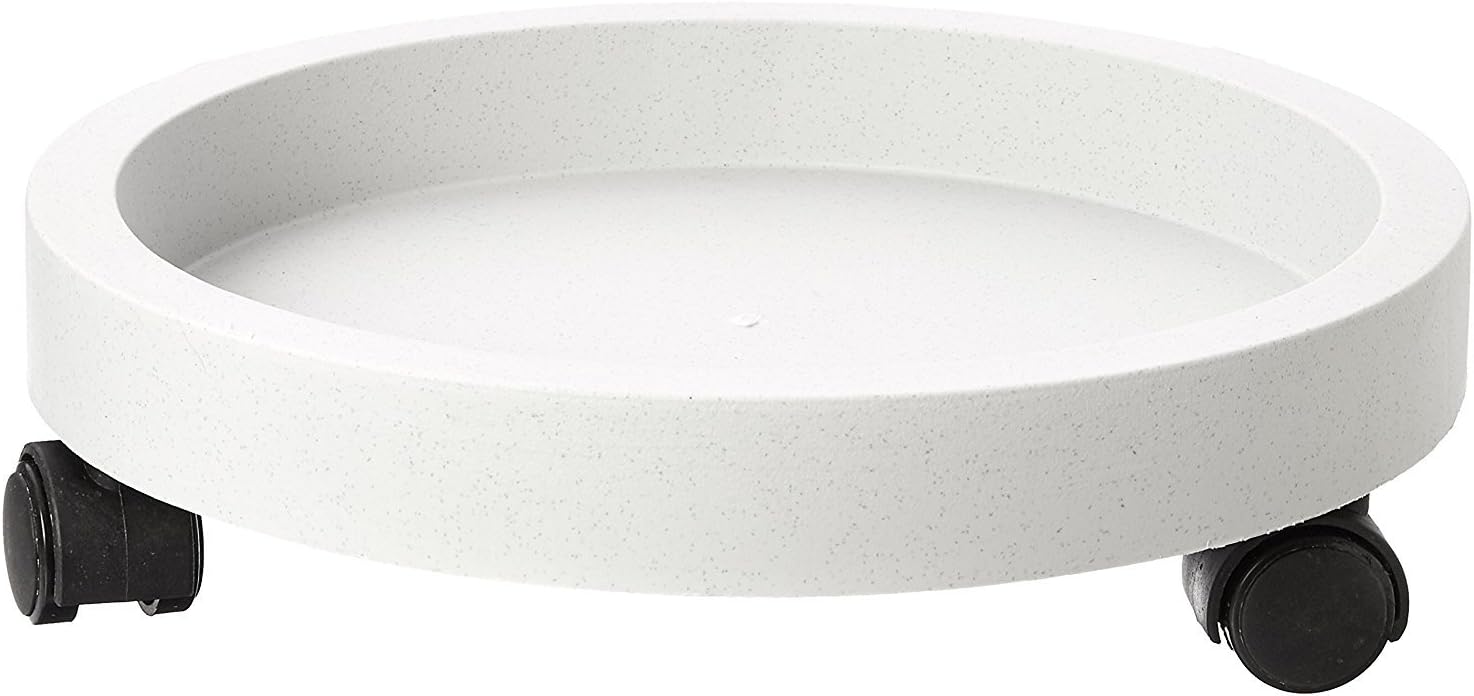 Rocky Mountain Goods Planter Caddy - 4 Extra strength wheels for easy plant moving - Tip proof - Outdoor / Indoor - White color planter dolly doesn't overheat plants - Wall rim to secure planter (13")