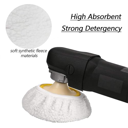 Miniatura 7 de Almohadilla pulidora de automóvil, almohadilla de pulido de lana, almohadillas de cera para pulir capó de automóvil, 5 piezas (9-10 pulgadas)