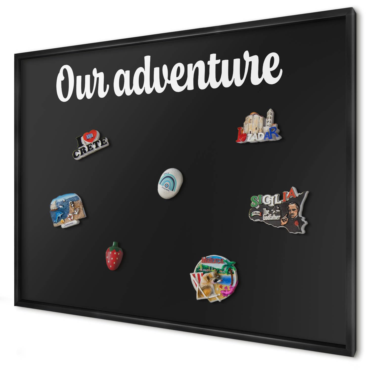 Explorer Magnetic Board 100x70 cm | Black Frame | Our Adventure — image 1