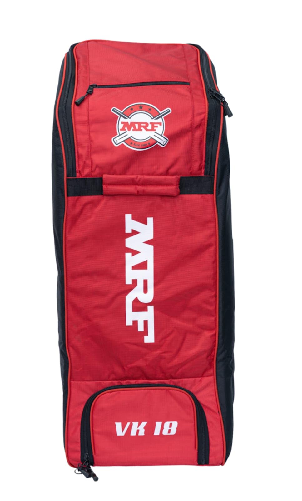 AASHRAY M*R*F VK 18 Junior Cricket Kit Bag | Heavy-Duty Fabric, Multi-Compartment with Concealed Bat Pocket (Black/Red)-image-24