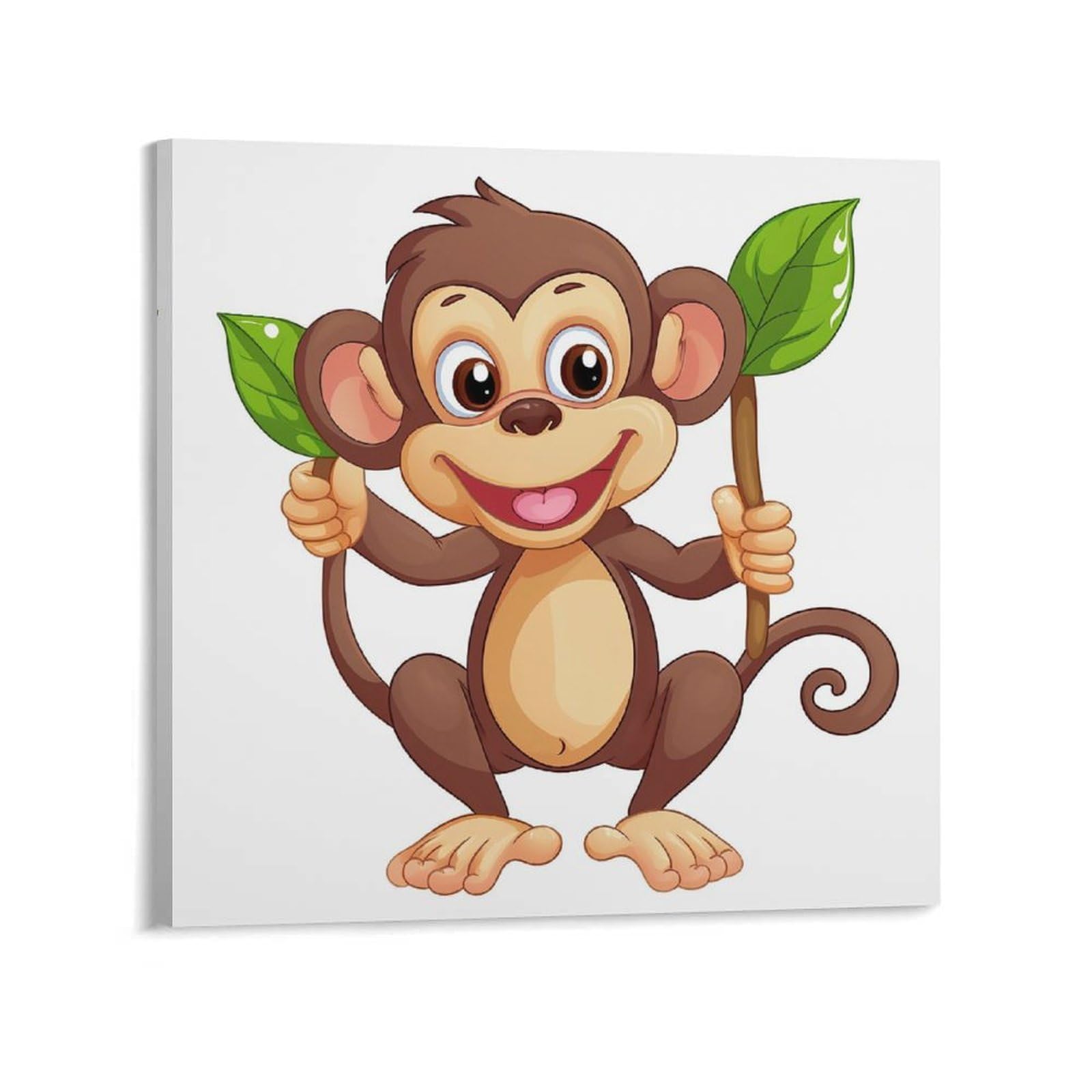 Cartoon Monkey Canvas Wall Art for Bedroom 16x16inch Canvas Prints Artwork for Walls Modern Picture Artwork Painting for Living Room Aesthetic Wall Paintings for Bathroom Kitchen Office Decor