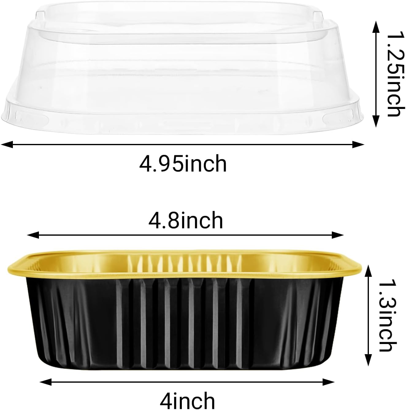 EUSOAR Mini Cake Pans With Lids, 12.3oz 360ml 50pcs Square Aluminum Cupcake Baking Cups Pans with Lids, Aluminum Foil Cake Brownie Desserts Muffin Liners Ramekins Cups Tin Holders Containers - Image 2