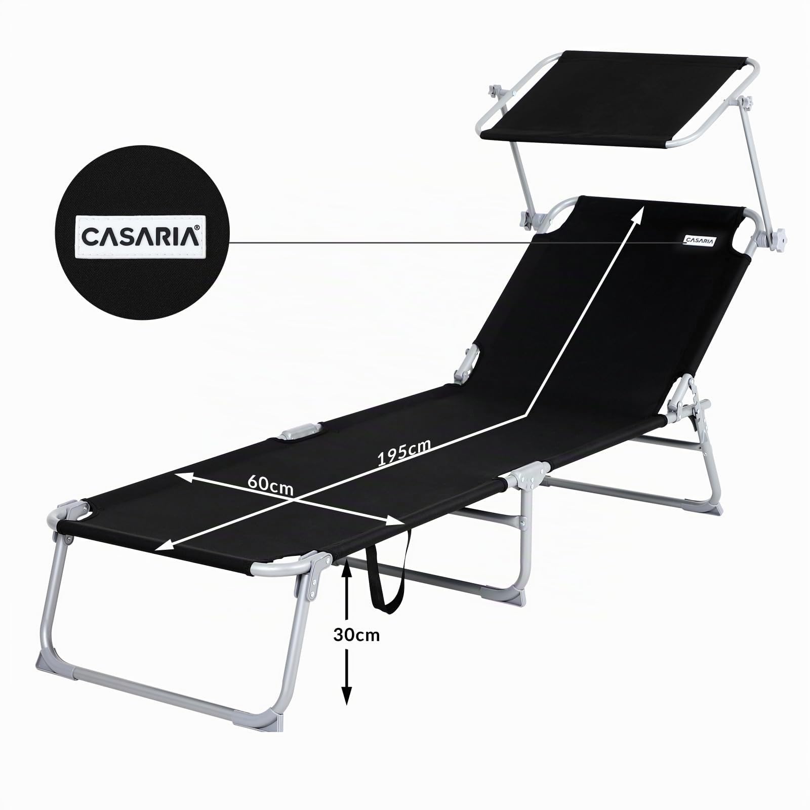 CASARIA® 2X Tumbonas de Jardín Playa Relajación Parasol Plegable 195x60x30cm hasta 150Kg Acero Piscina