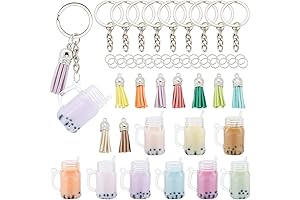 OLYCRAFT 57pcs Mini Milk Cup Keychain Charms for DIY Jewelry Making