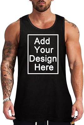 Custom Tank Top Design Your Own Add Text Shirt Men Customized Gym Workout Bodybuilding Muscle Sleeveless T Shirt Black