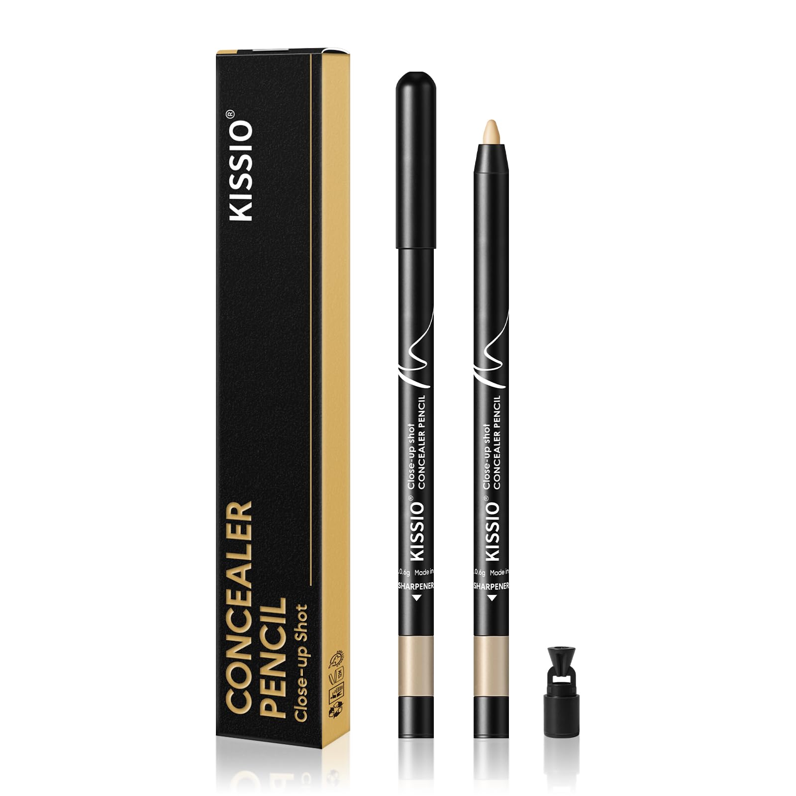 KISSIO Concealer Pencil,Under Eye Concealer,Cover Acne and Freckles,Brightener,Waterproof,Long-lasting,Cream,Makeup Pencil with Sharpener,02 NATURAL