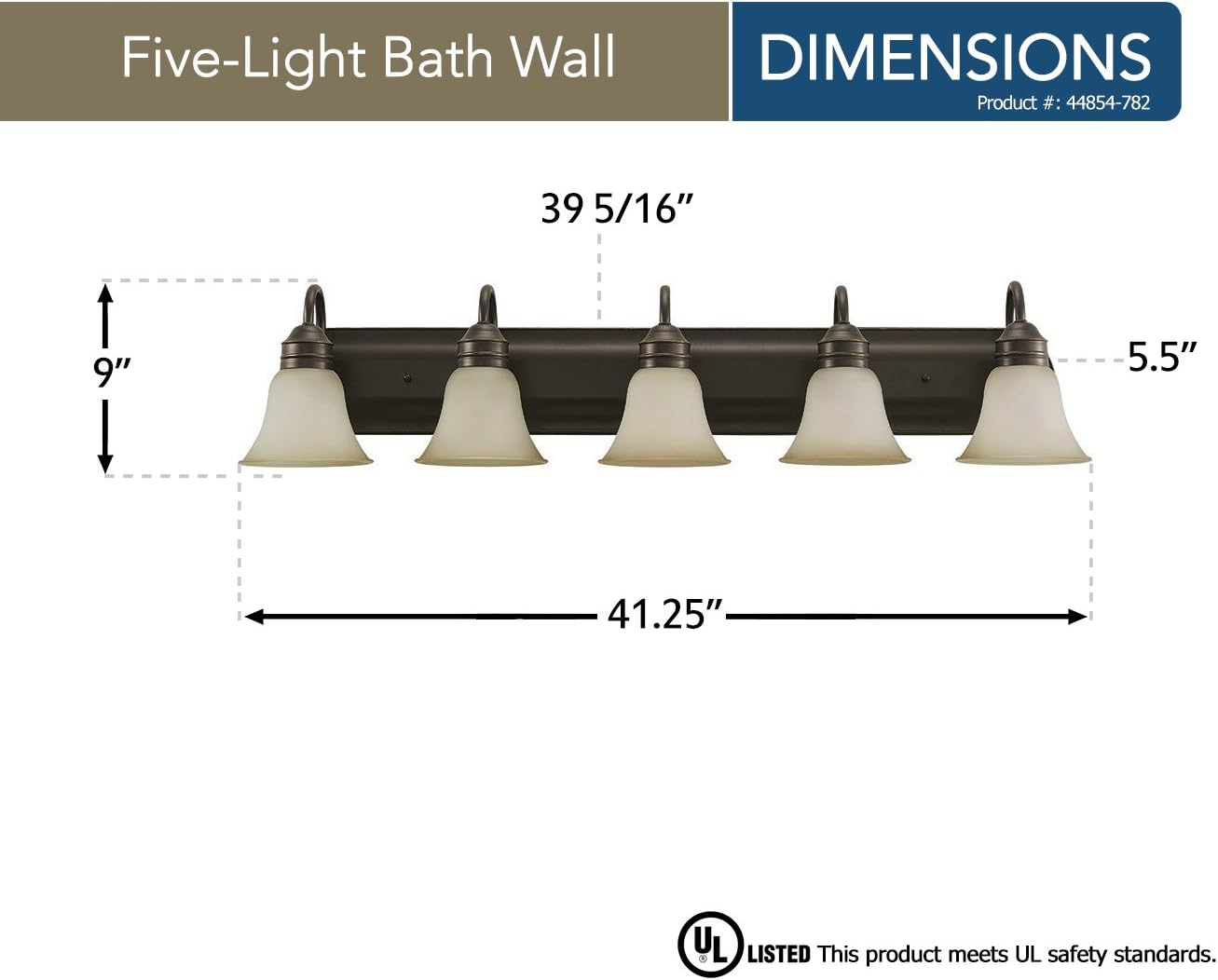 Sea Gull Lighting 44854-782 Gladstone Wall/Bath Vanity Style Fixture, Five - Light, Heirloom Bronze