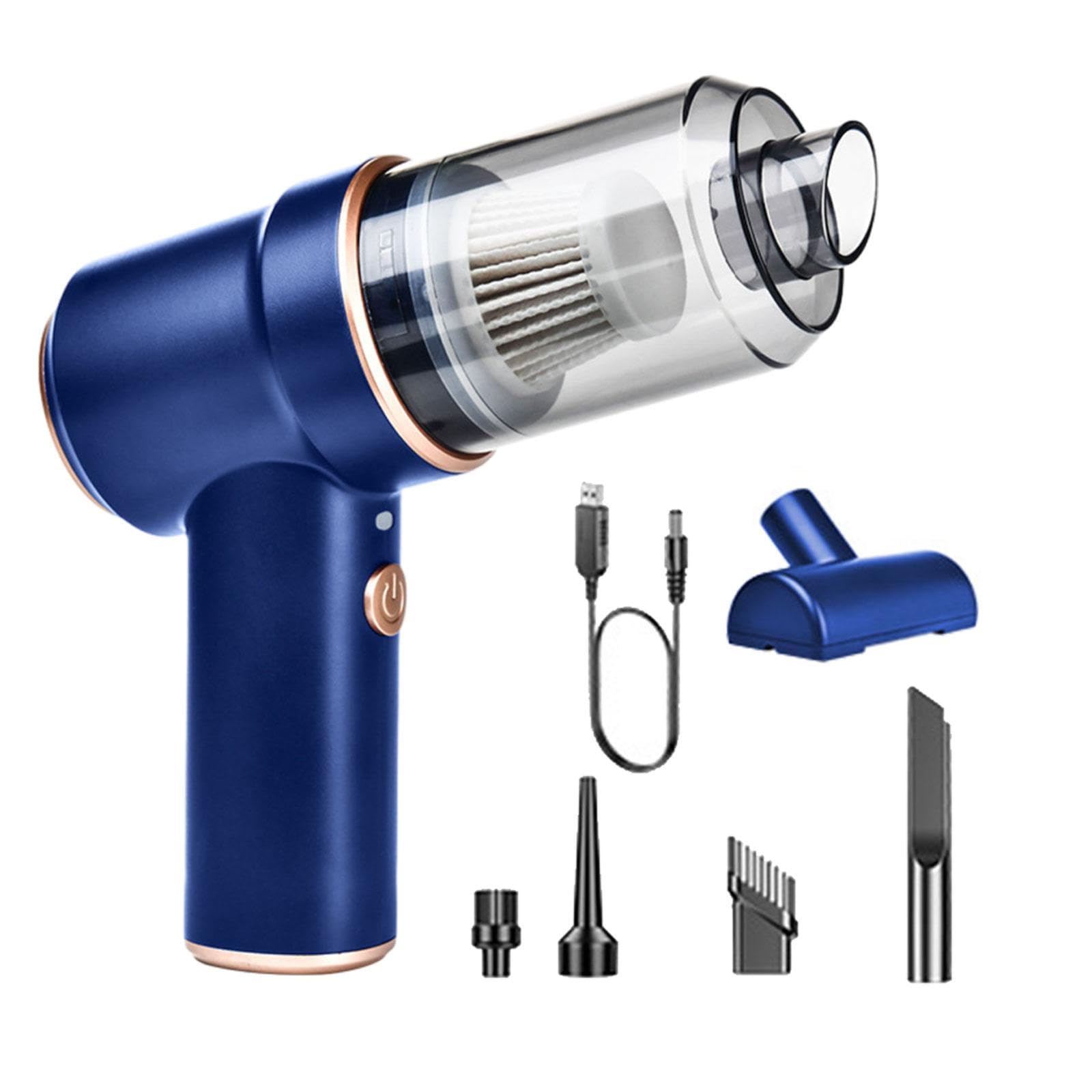 Mini Aspiradora de Mano Inalámbrica para Coche con Potencia de Succión de 8000 PA, Recolector de Polvo para Escritorios, Teclados Y Estantería, Azul, Individual