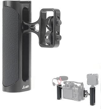 Universal Side Handle for Camera Cage,Up and Down Adjustable,1/4-20 Screws Mount,with Built-in Cold Shoe & Threaded Hole