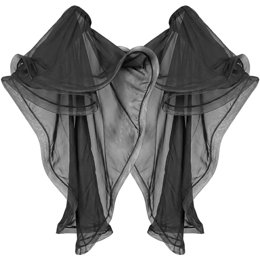 Sslvya Belly Dance Arm Sleeves Long Chiffon Arm Cuffs Elegant Detachable Sleeves for Wedding Dress Ethnic Dance Costume Accessory