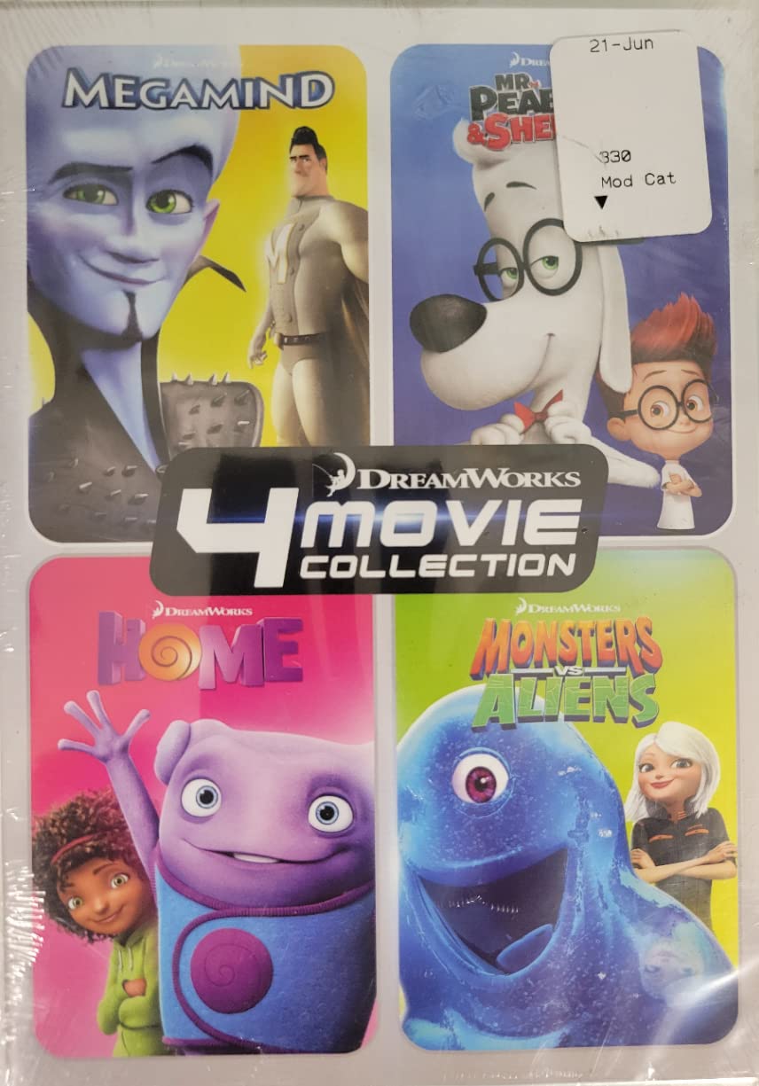Dreamworks 4 movie DVD collection Megamind Mr Peabody and Sherman Home Monsters vs Aliens [DVD]