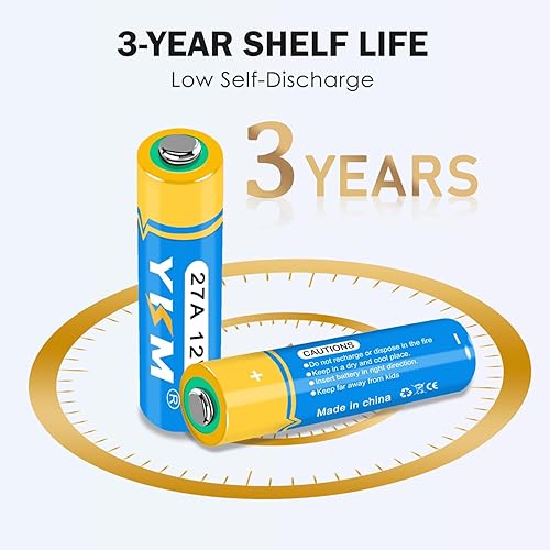 Miniatura 6 de YKM Batería alcalina de 12 V A27 LR27A MN27 L828F de 12 voltios para coche remoto de puerta de garaje, ventilador de techo, 5 unidades