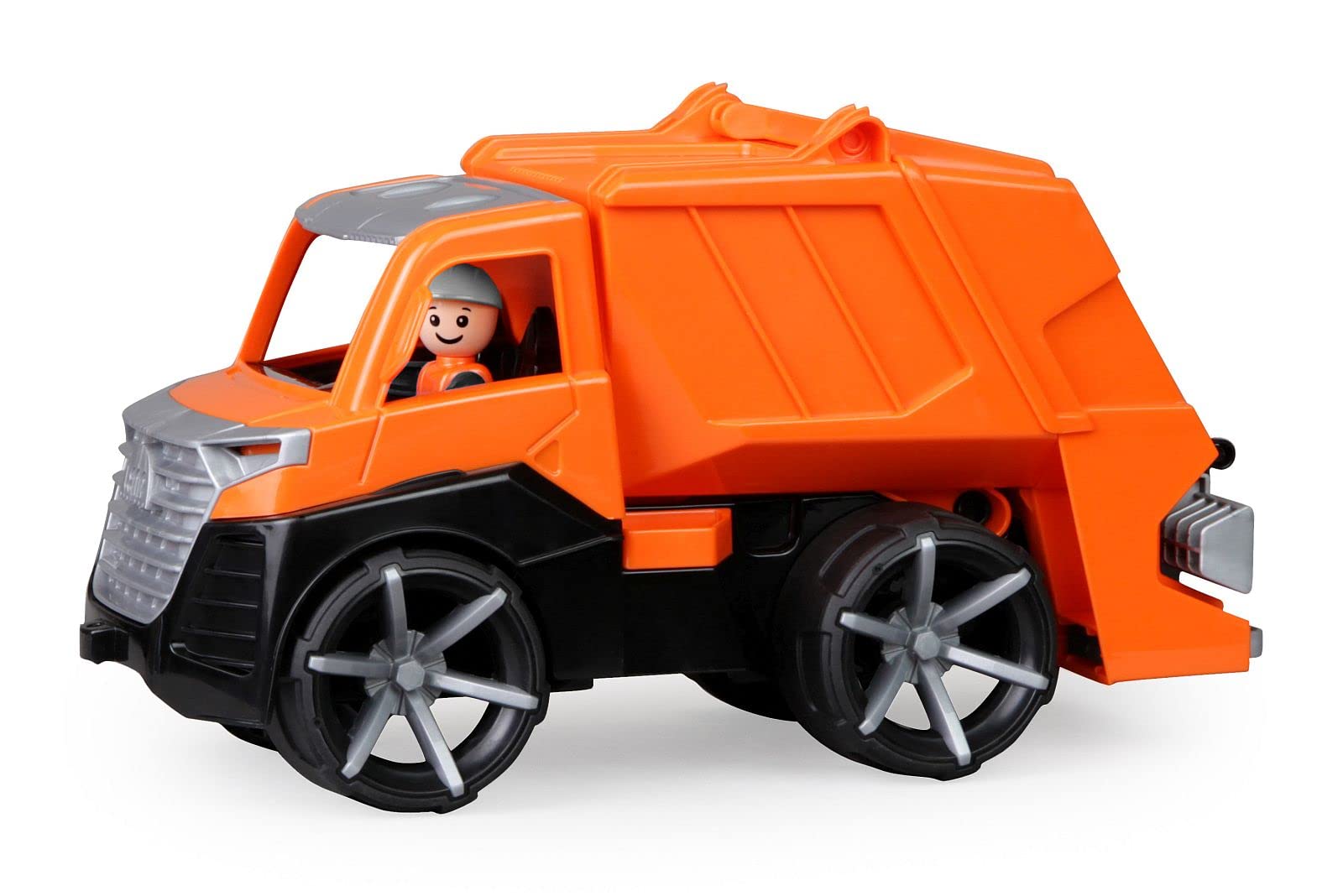 Lena TRUXX² 04514 Truck with Wheelie Bin, Commercial Vehicle Approx. 30 cm, Robust Rubbish Truck with Bin and Fully Movable Toy Figure, for Children from 2 Years, Toy Vehicle in Orange/Black — image 1