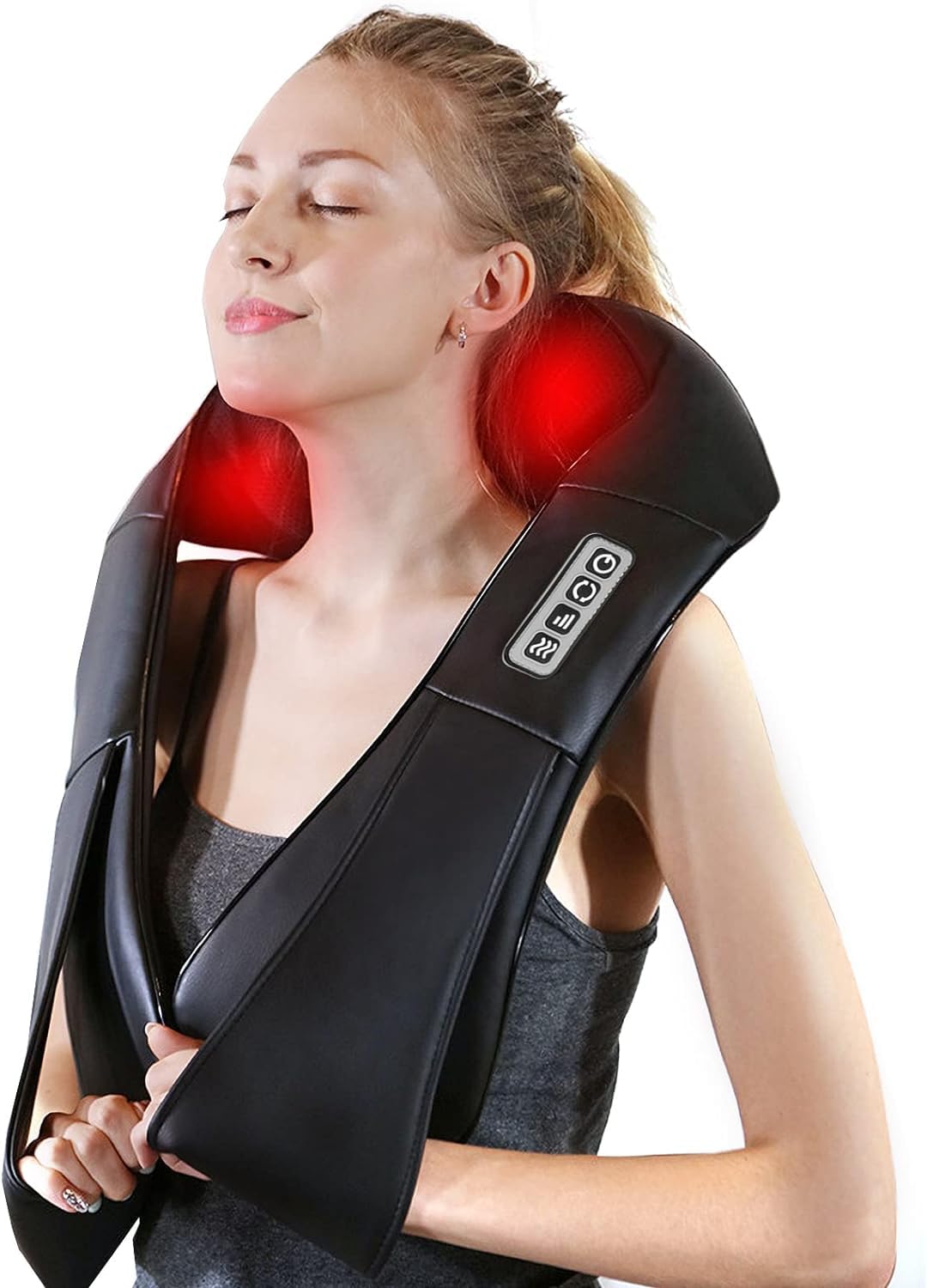 AERLANG Masseur de cou, masseur Shiatsu portable pour le cou et les épaules, masseur de cou et de dos avec chaleur et épaules - Pétrissage des tissus profonds pour soulager la douleur - Cadeau pour