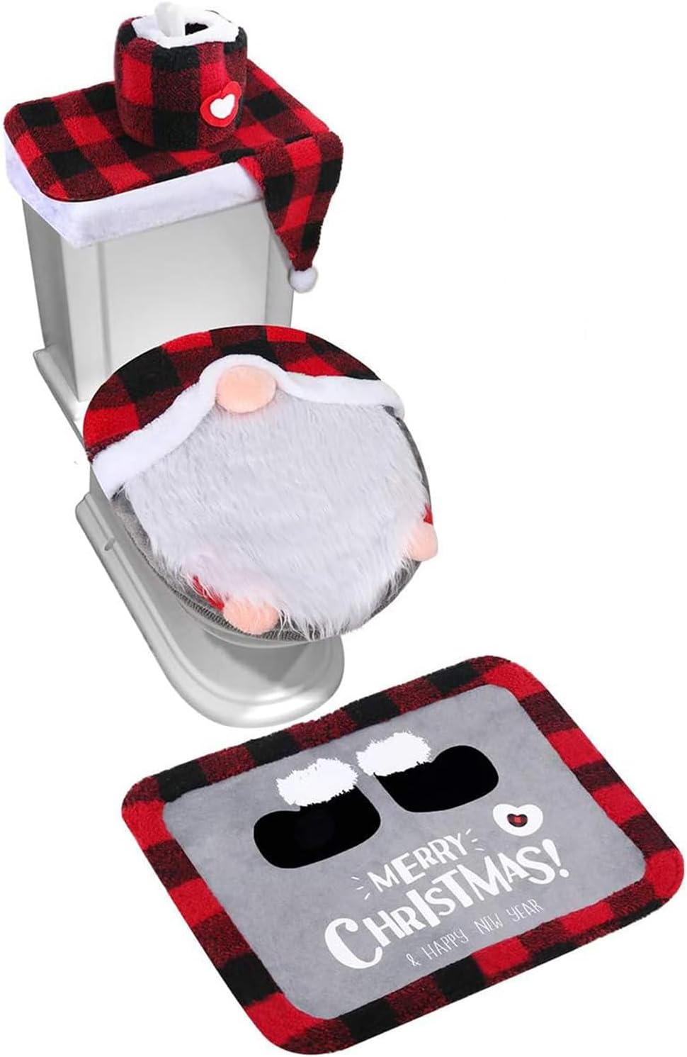 Ateuinsa Christmas Gnomes Toilet Seat Cover Set of 4，Grinch