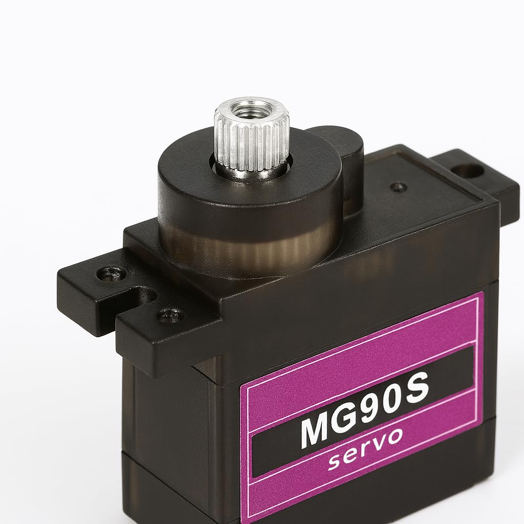 5 x Micro Servo Moteur MG90S 360º en Metal, Noir, Pour Hélicoptère RC Smart Robot Voiture Avion Bateau, Connecteur à 3 fils, Contrôle de Mouvement de Précision, Robotique et Modélisme