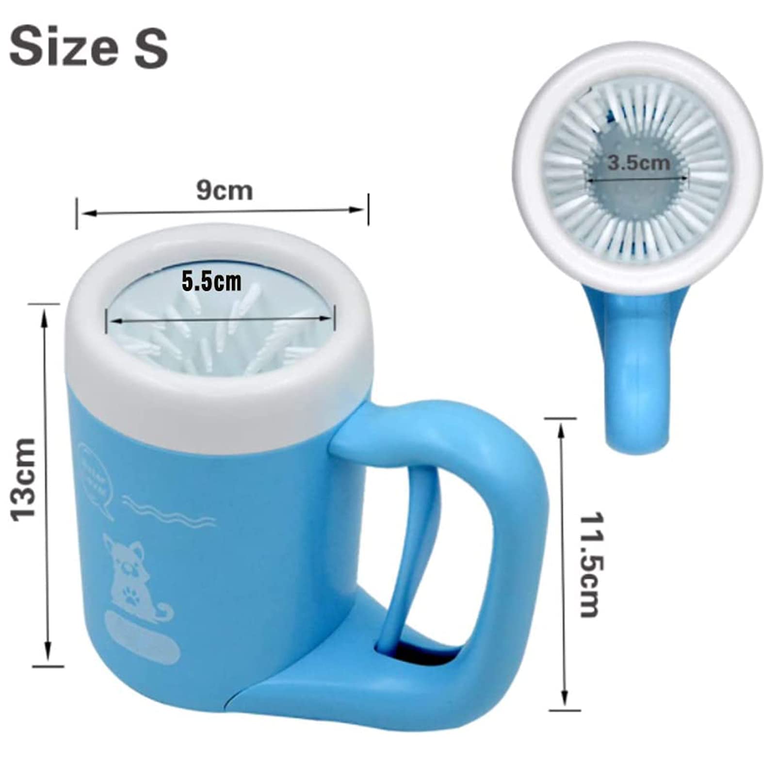Copa para baño de pies， Cepillo for Lavar Patas de Perro, semiautomático, Giratorio 360°, Silicona Suave(Blue,S)