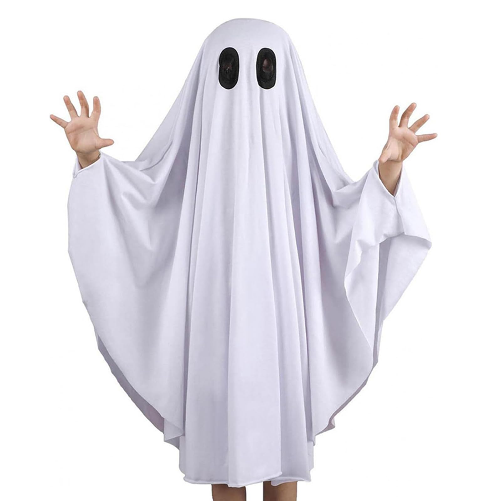 Tsophreniq Eerie White Halloween Spirit Cloak Party Outfit Machine Washable Polyester Fabric Costume Accessory Party Ghostly Poncho