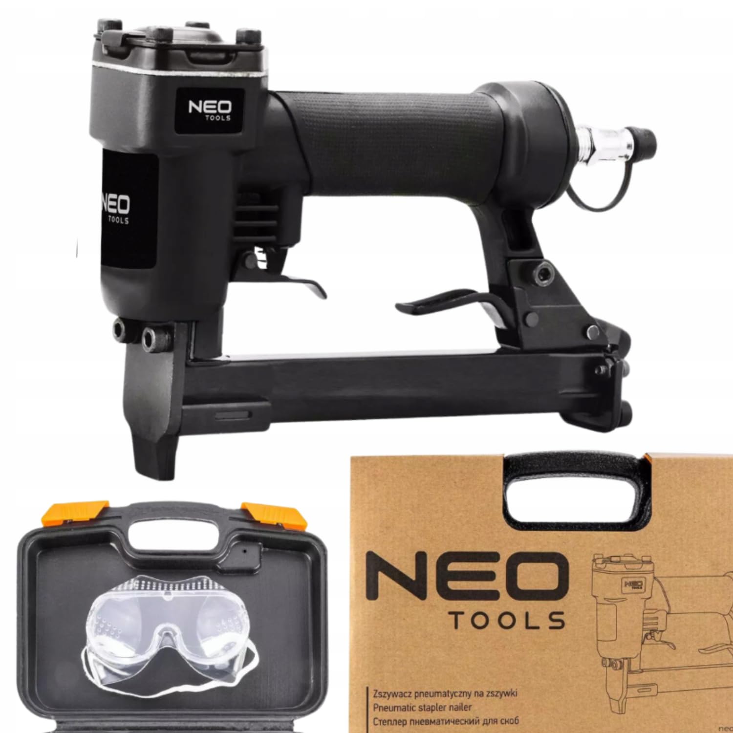 NEO TOOLS Grapadora neumática 6-16 mm/10-40 mm/15-50 mm (6-16 mm tipo 80)