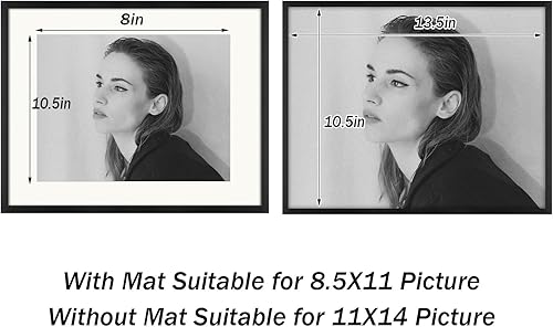 Miniatura 4 de Golden State Art, Marco de fotos de aluminio de 11 x 14 pulgadas con paspartú de color marfil para fotos de 8.5 x 11 pulgadas, ganchos de dientes de