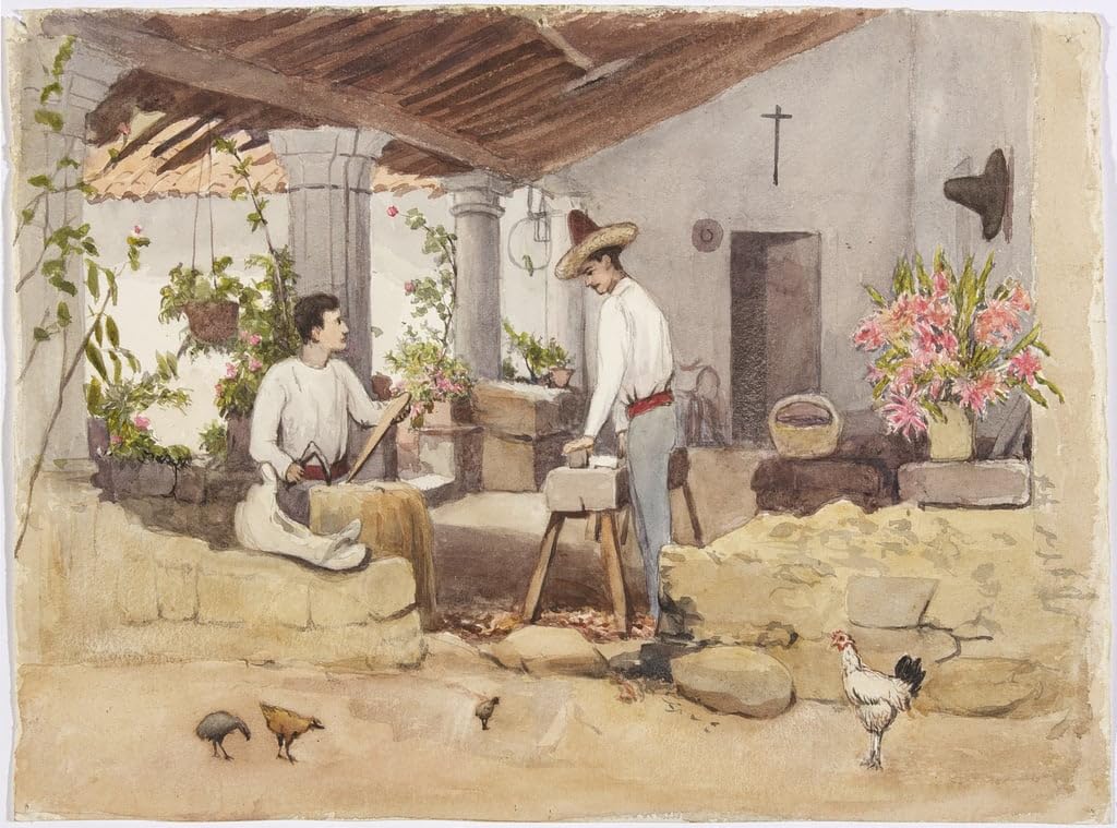 Wall Art Print Canvas Prints Artwork Famous Two Men Making Saddles Saddle Shop Coscomatepec Mexico by Adela Breton for Living Room 60x90cm