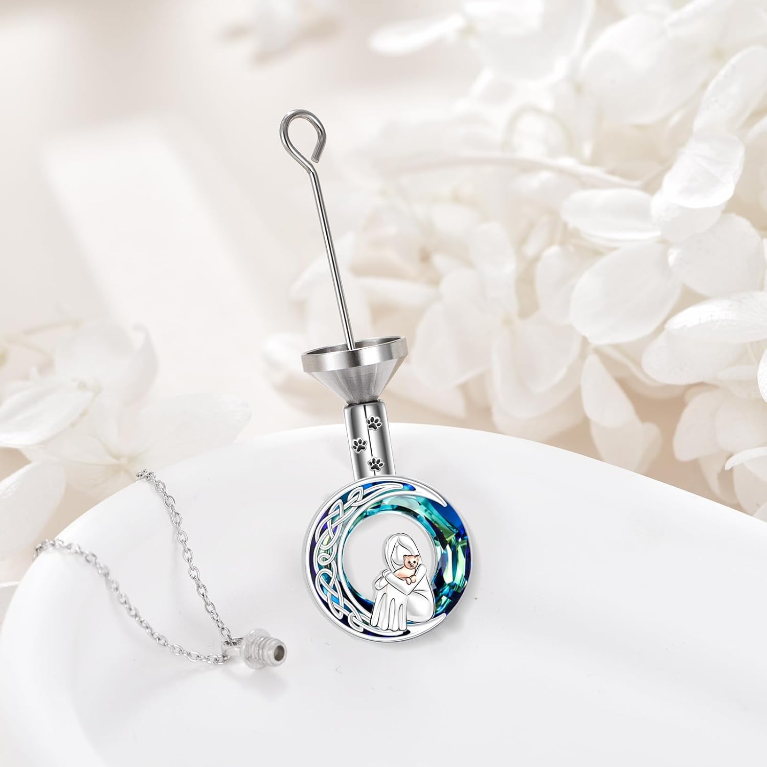 TOUPOP Cat Cremation Jewelry for Ashes Sterling Silver Cat Moon Urn Necklace that Hold Human Pet Ashes Memorial Keepsake Jewelry - Image 2
