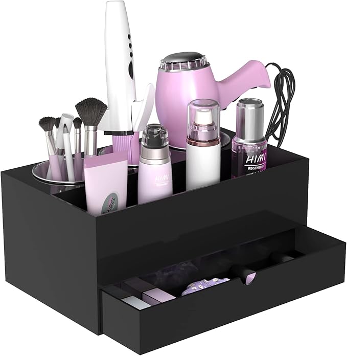 HIIMIEI Hair Tool Organizer, Black Acrylic Hair Dryer