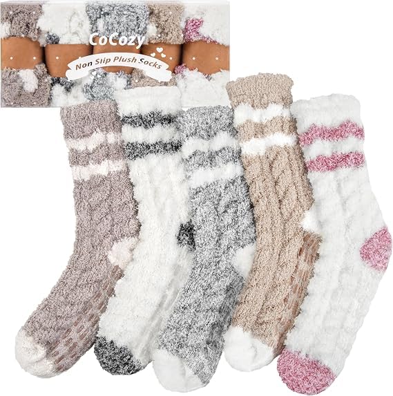 CoCozy Fuzzy Socks with Grips for Women, Cozy Fluffy Socks Gifts