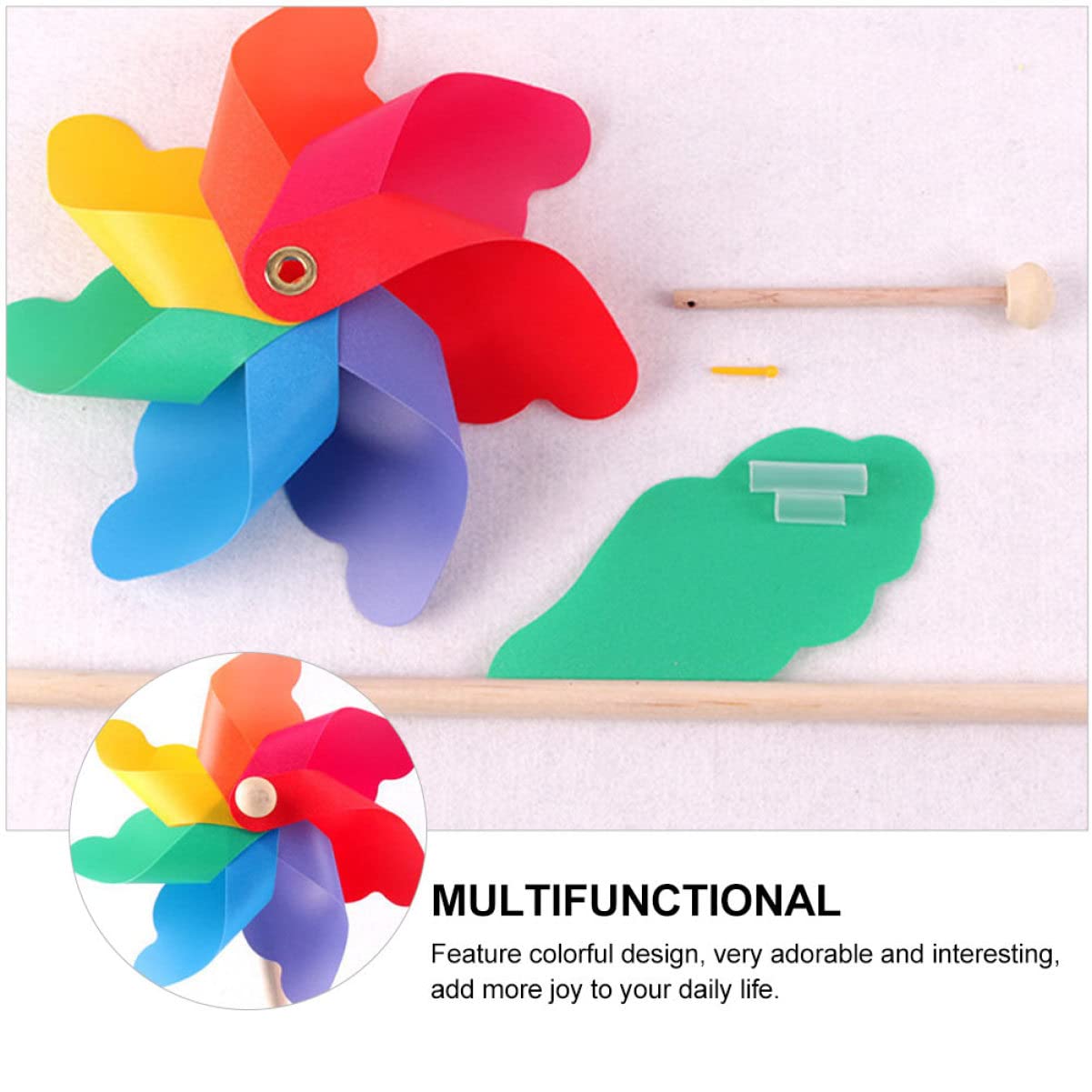 2 Moulins à Vent Colorés Pour Jardin - Jouet Extérieur Enfant - Décoration Animée 53x26.6 Cm - 9
