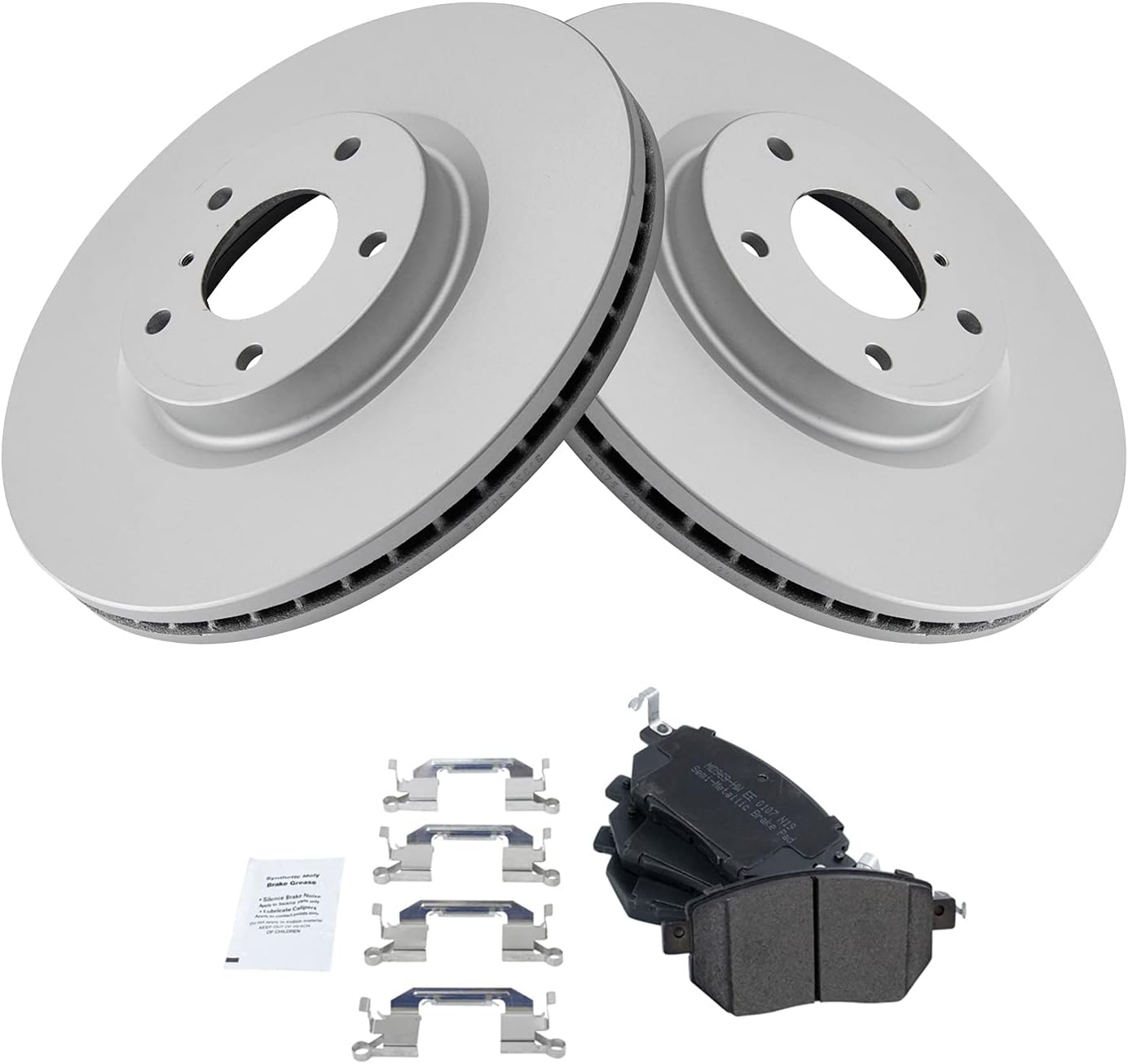 TRQ Front Brake Pad & Rotor Kit Brake Pads Brake Rotor Semi-Metallic Vented Premium G-Coated Compatible with 2003-2005 INFINITI FX35 FX45 2005-2006 Nissan Altima 2004-2008 Maxima 2005-2012 Murano