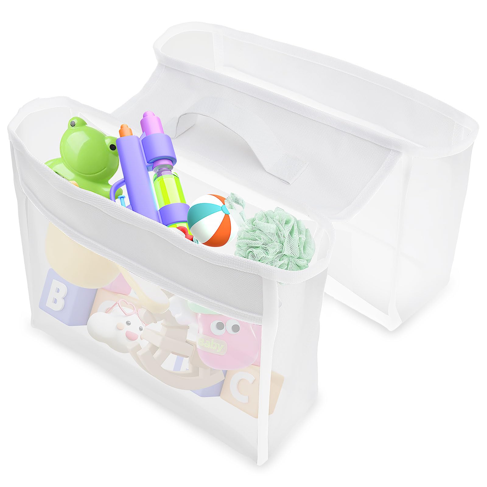 LCZNXJJY Bath Toy Storage Holder Bath Toy Organizer Mesh Shower Caddy Bathtub Toy Storage Organizer Bag 2 Pockets