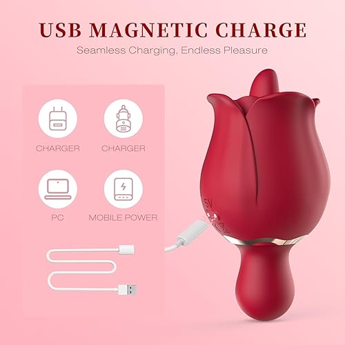 Miniatura 6 de Adult Toys, Vibrador lamedor de lengua de juguete rosa para mujeres con 9 vibraciones, consolador vibratorio impermeable con 9 velocidades, vibrador