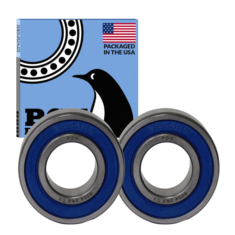 PGN 6004-2RS - C3 Clearance - Rubber Double Sealed Ball Bearing - 20x42x12 - Chrome Steel - Lubricated (2 PCS)
