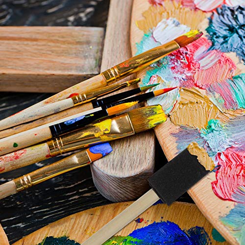 200 Pack 1 Inch Foam Brush Sponge Wood Handle Paint Brush Foam Sponge Brush For Acrylics, Stains, Varnishes, Crafts #TOP5