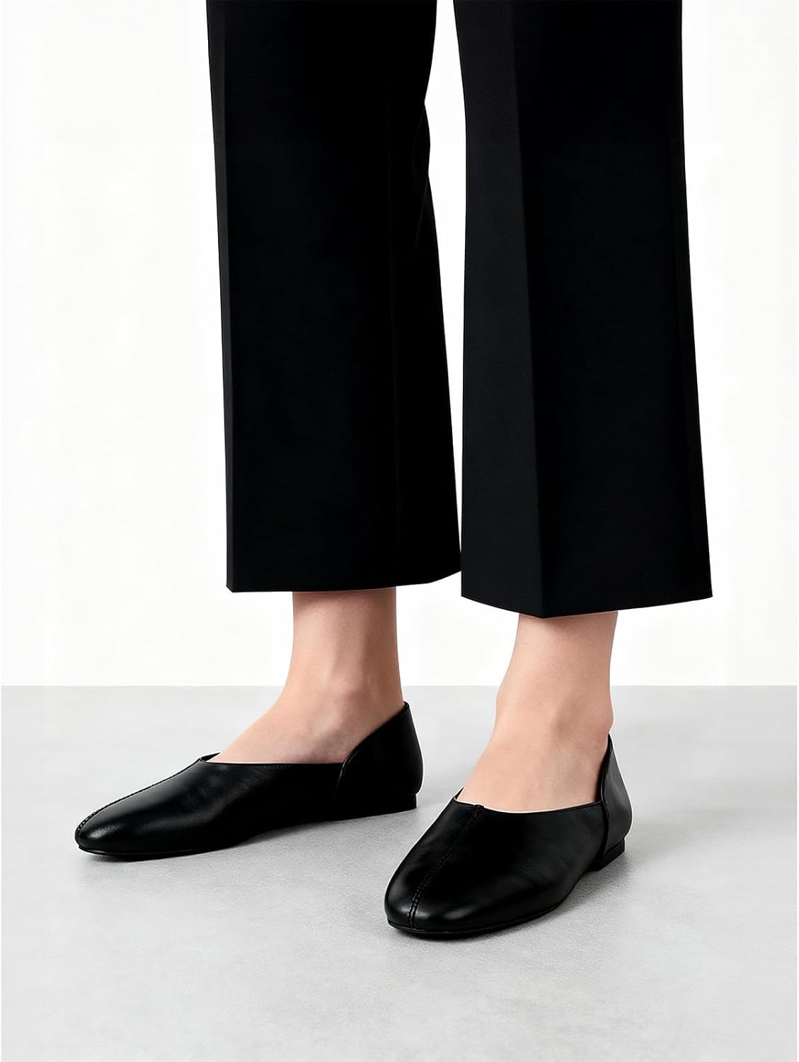 Studded Flats for Women Ballet Flats Round Toe Slip on Leather Suede Comfortable Dress Casual Walking Shoes - Image 3