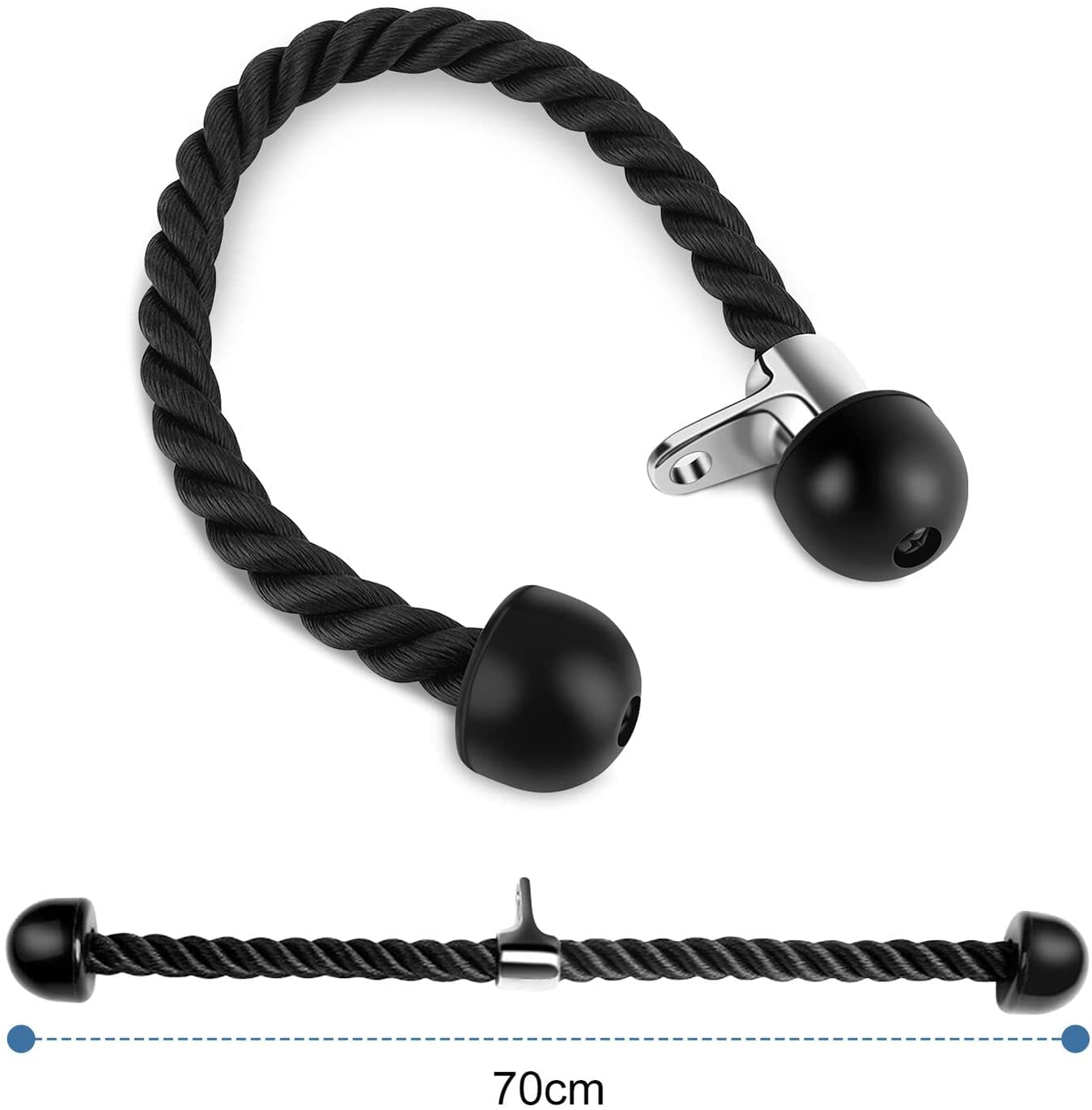 Tricep-touw, enkele handgreep-oefenkabel, duw naar beneden, haak en ketting | Kabelmachine handvat Home Set Gym Fitnessapparatuur (Pak van 5