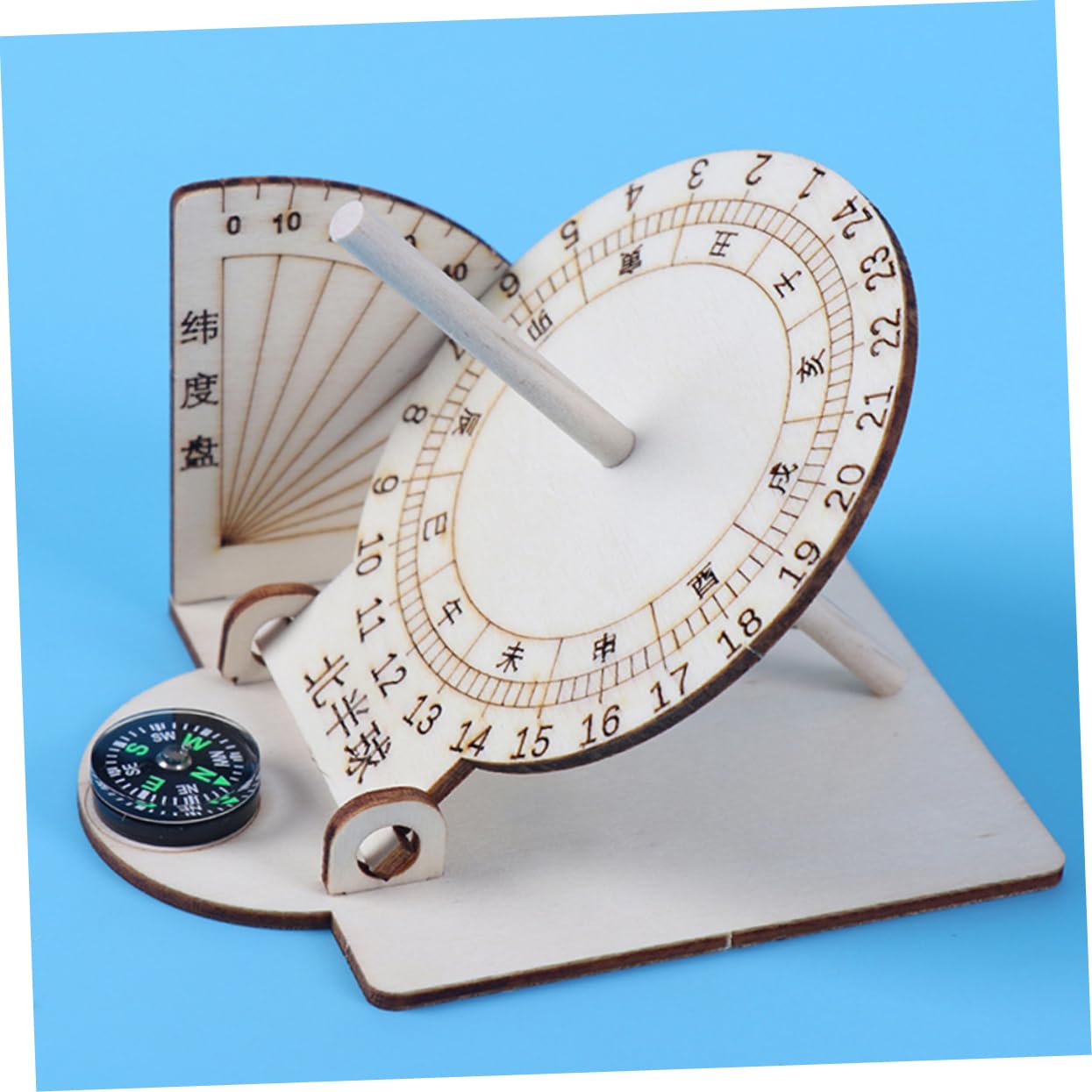iplusmile 2pcs DIY Assembling Teaching Home Decor Ancient Sundial Clock Sundial Ornament DIY Sundial Clock Equatorial Sundial Clock Scientific Sundial Child Toy Puzzle Wooden - Image 7
