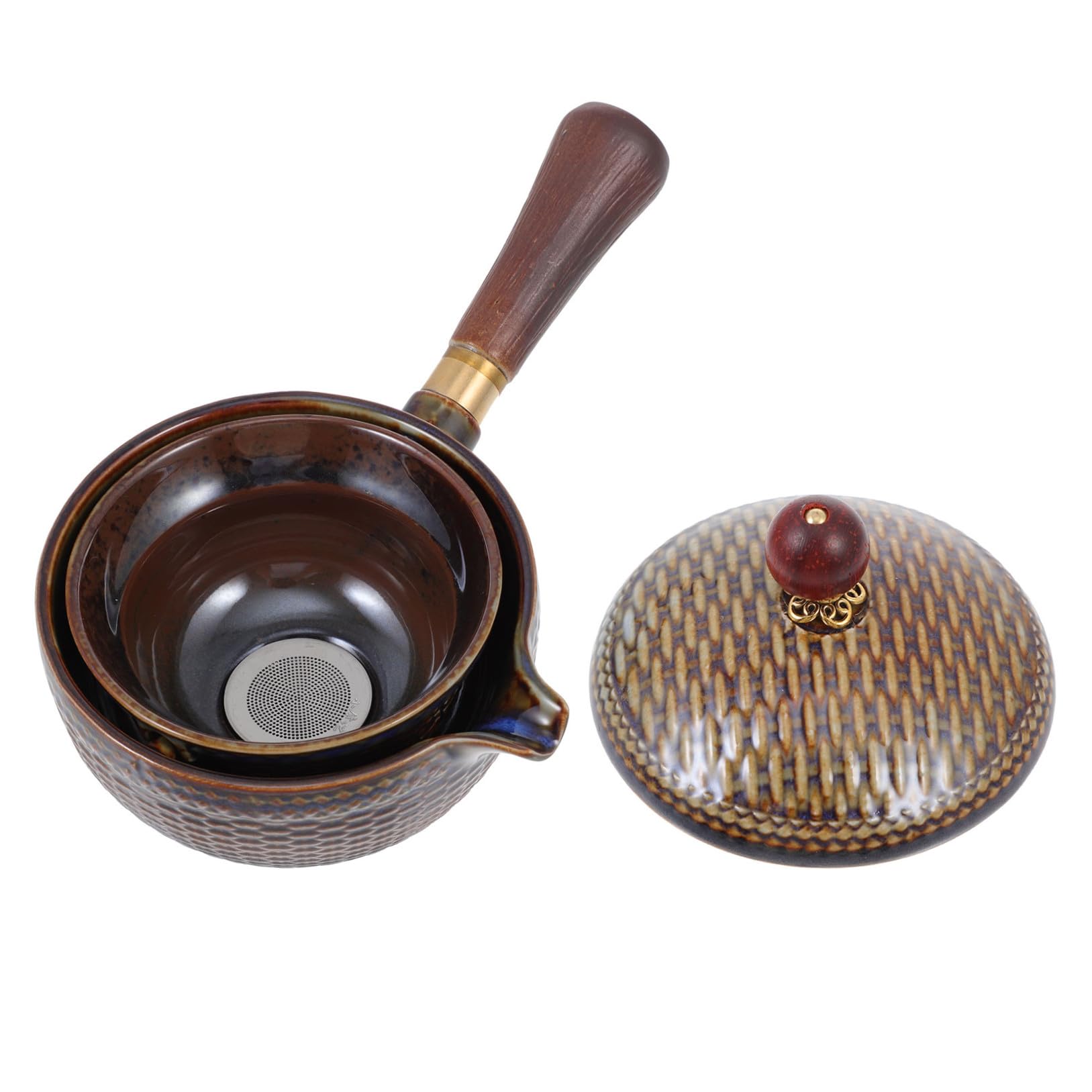 Ciieeo Tetera Cerámica Filtro Útil, Resistente al Calor, Color Marrón, Tamaño Mediano, para Hogar y Oficina, Accesorio Creativo para Infusiones de Té, Adecuado para Tomar Té Amigos