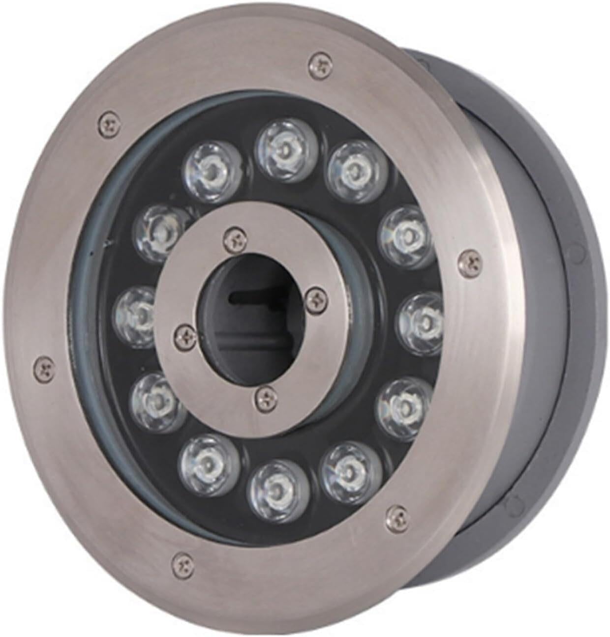 Luces RGB sumergibles - Luz de anillo LED, resistente al agua IP68 foco de piscina empotrado, luz de paisaje de acero inoxidable, luz subacuática LED plaza del parque de 12/24 V (15 W (AC12V))