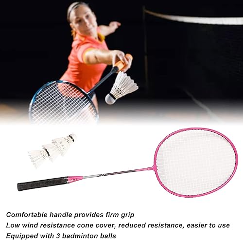 Miniatura 2 de Raquetas de bádminton, control sensible profesional antideslizante de aleación de hierro raquetas de bádminton con 3 bolas para parque infantil (12)