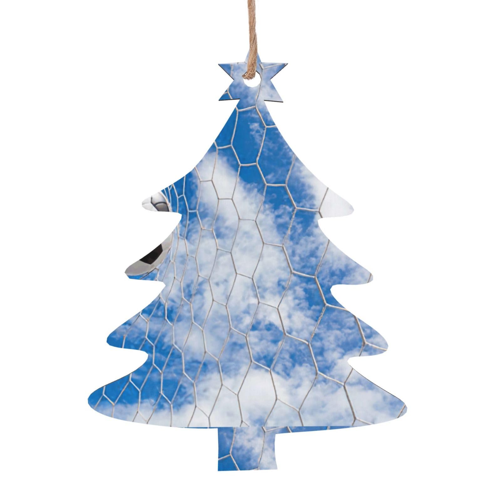 Gongjuy Christmas Tree Shape Football Blue-Sky Wooden Christmas Ornaments, Christmas Tree Pendants, Hanging Christmas Tree Decorations