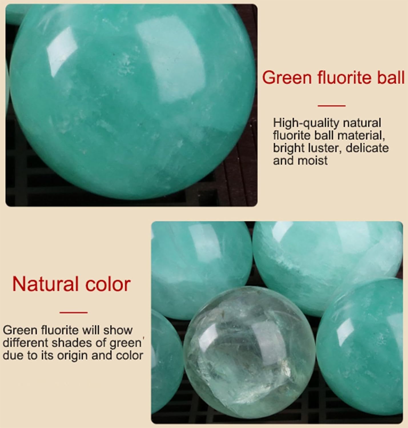 Green Fluorite Crystal Gemstone Sphere Feng Shui Polished Divination Crystal Ball Quartz Stone for Home Office Table Display,8-9cm
