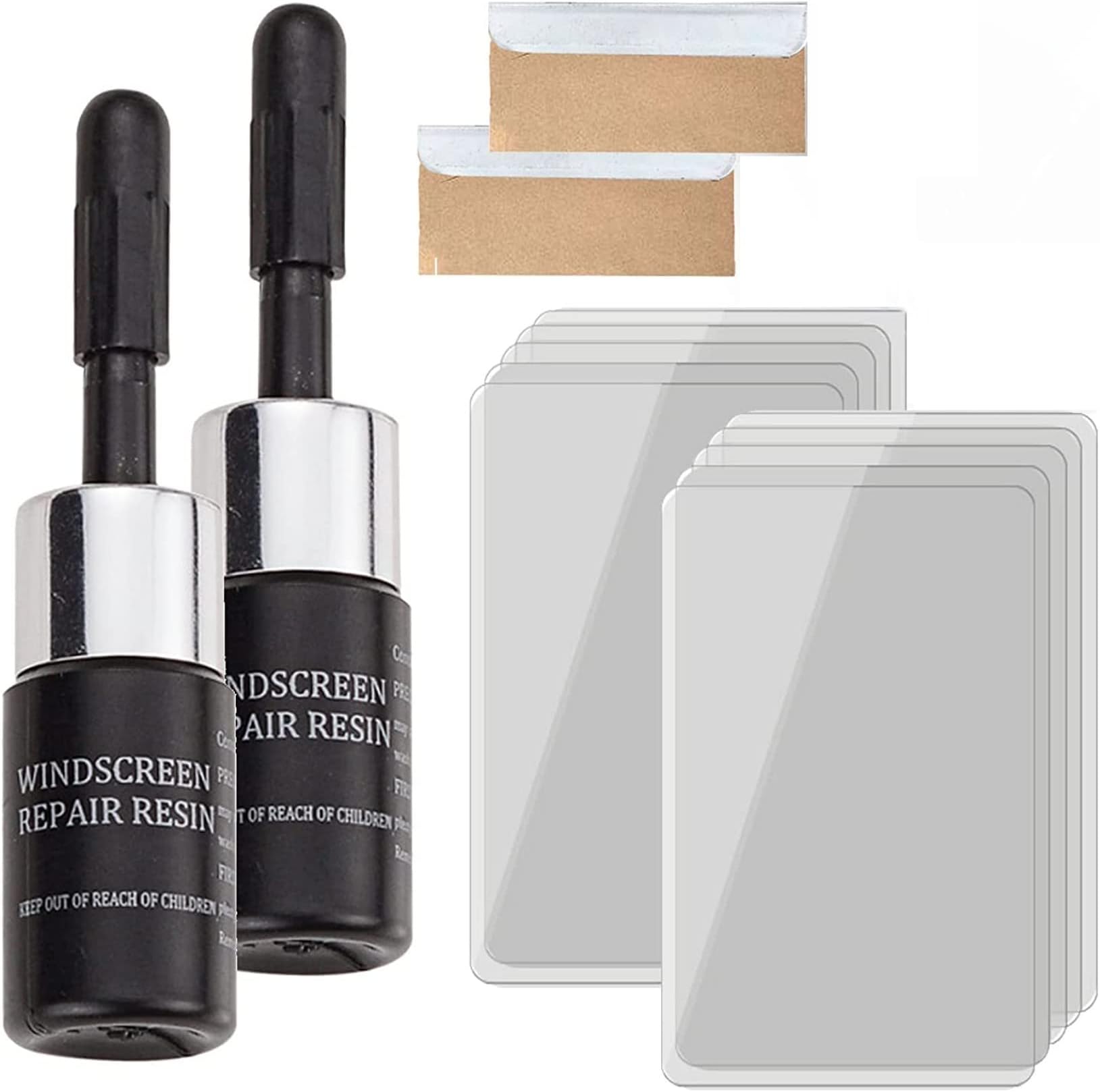 Teacaremoy Cracks Gone Glass Repair Kit, Windshield Crack Repair Kit Car Window Glass Liquid Repair Set, Easily Self Fix Chips and Cracks (2PCS)