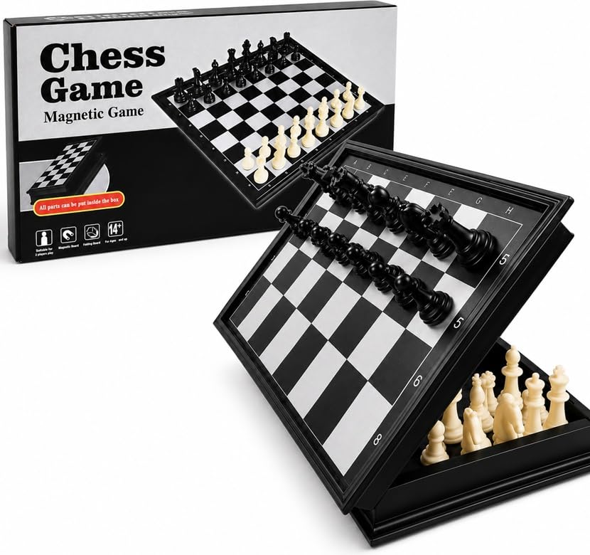 Toy Imagine Magnetic Chess Board Game – Folding Travel Chess Set with Pieces Storage | Portable Strategy Game for Kids & Adults | 2 Player Board Game for Travel, Learning & Fun-image-46