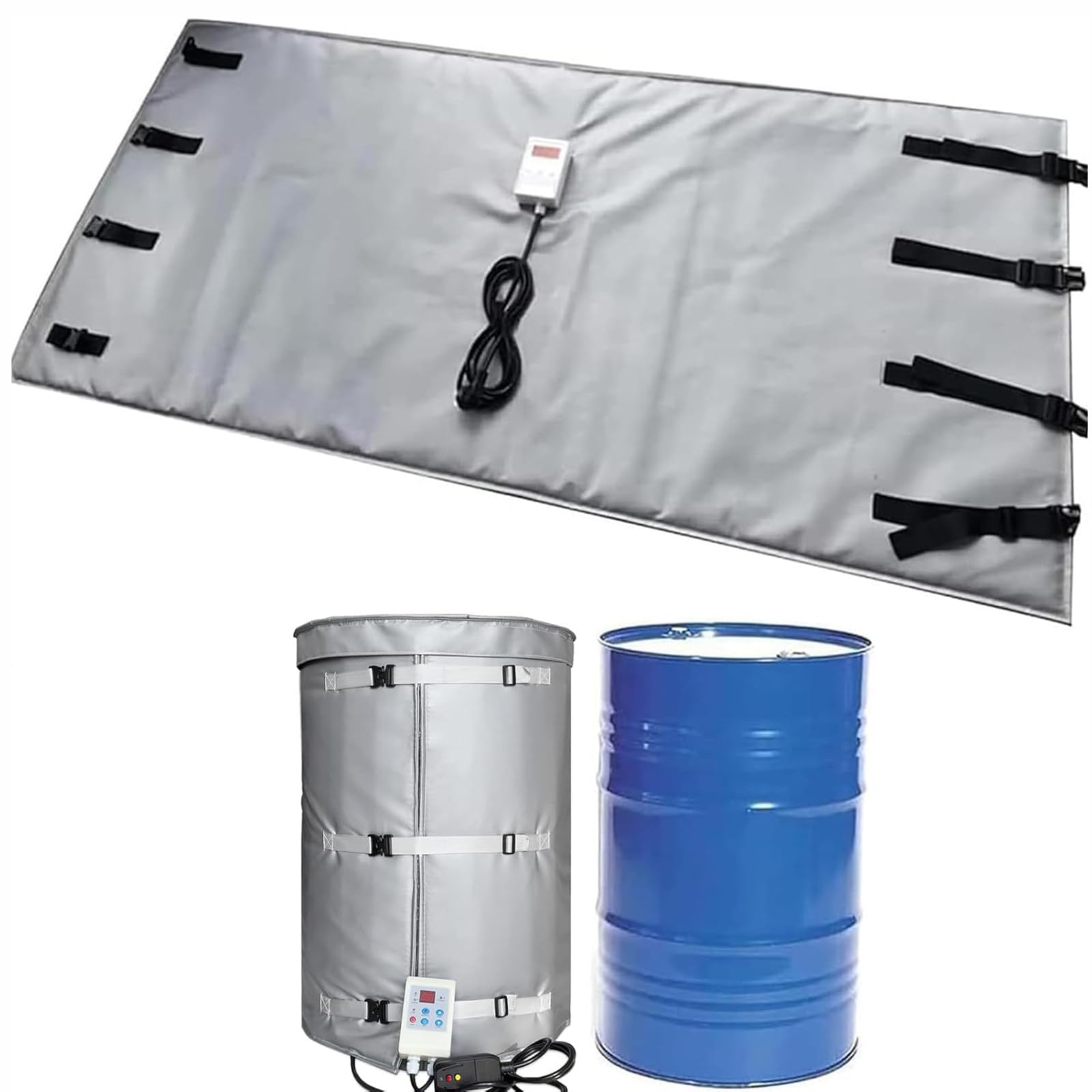 Calentador De Barril De Tonelada IBC,Manta Calefactora De Tambor De 2300w/4000w,Manta Térmica De Tambor De Aceite,Calentador De Tambor De Aceite De 200l/1000l Grey-55Gallon/200L