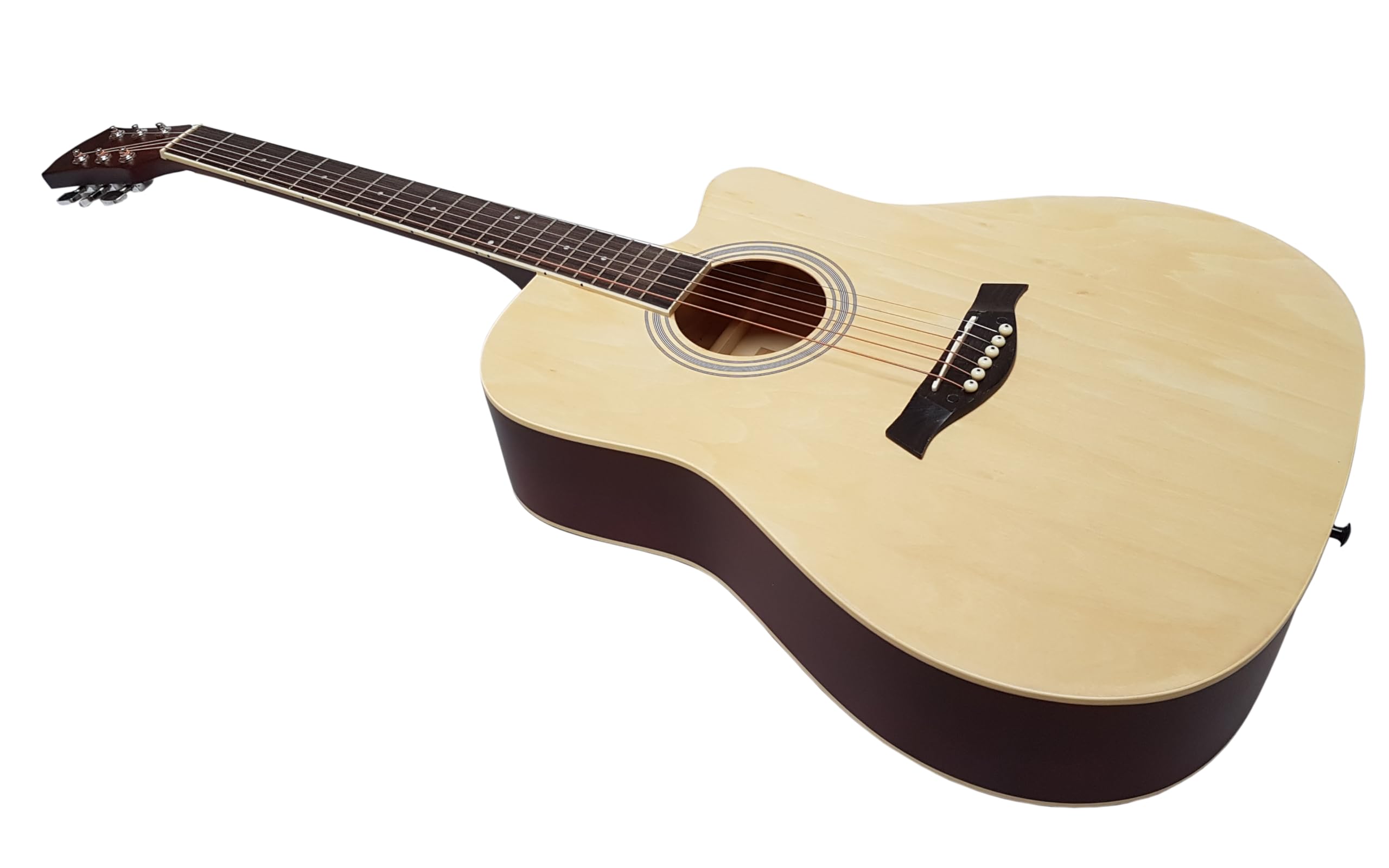 4/4 guitare acoustique adulte nature avec accessoire, set sac, cordes, plectre, accordeur