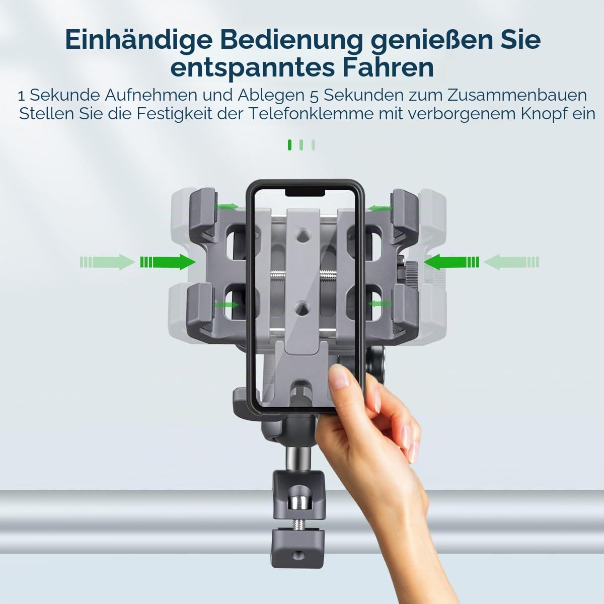 FANAUE Diebstahlsichere Fahrrad-Motorrad-Handyhalterung aus Aluminium mit Vibrationsdämpfer für Fahrrad/ATV/UTV/Scooter-Lenker, kompatibel mit RAM-Halterungen, B-Größe, Doppelbuchsenarm für 5,5–7 Zoll