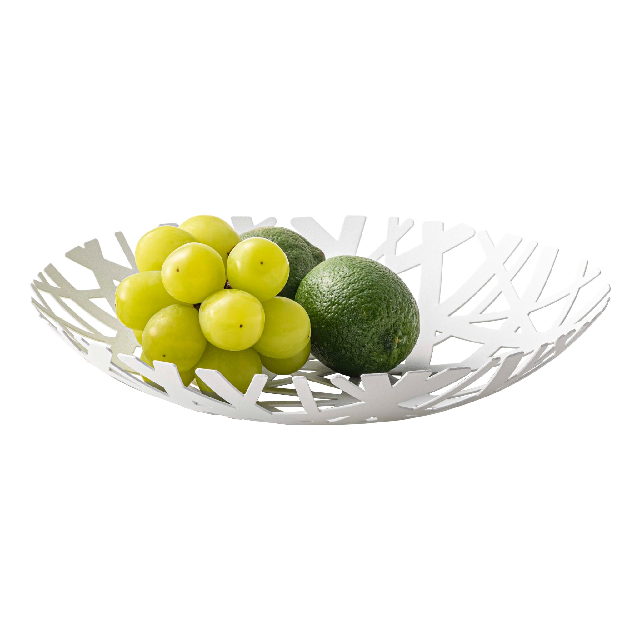 YAMAZAKI 2497 Tower Fruit Bowl, White, Steel, Minimalist Design, 26 x 26 x 4.5 cm (LxWxH)