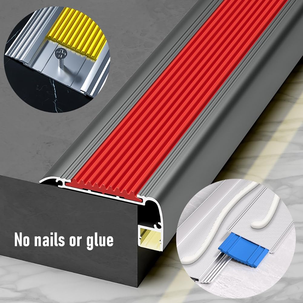 Aluminium-LED-Stufe Ed-Profil L-Sd rutschfeste Treppenkante für den Innen- und Außenbereich, 100/134 cm Länge (Rot 120 cm) – erhöht die Sicherheit und Sicherheit