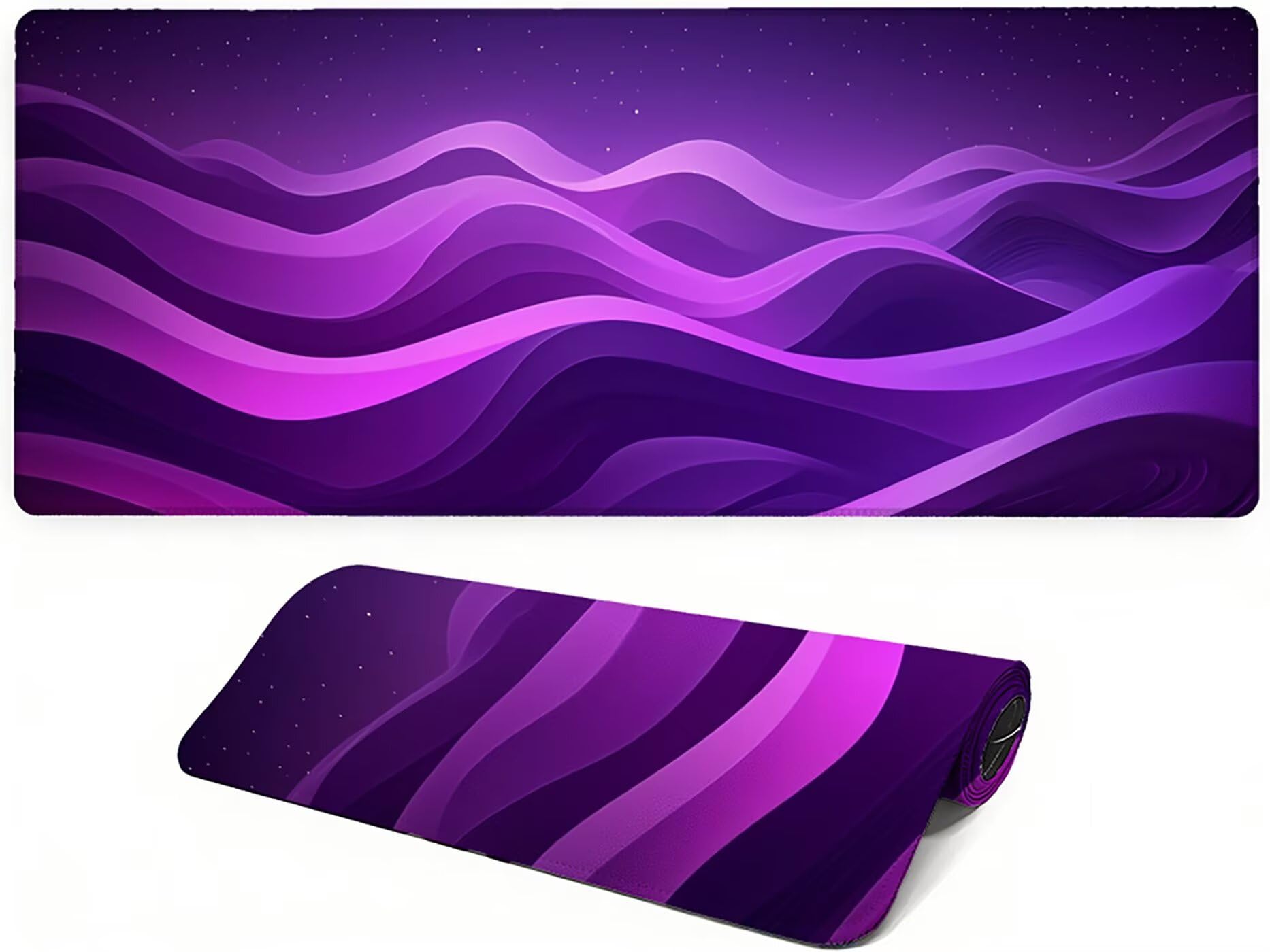 Lpfieonn Einfach Schreibtischunterlage XXL, Lila Schreibtischunterlagen Großes, Gaming Mousepad XXL mit ernähter Rand und Rutschfeste Gummibasis, Desk Mat für PC/Laptop/Mausa 120x60cm PF-3728